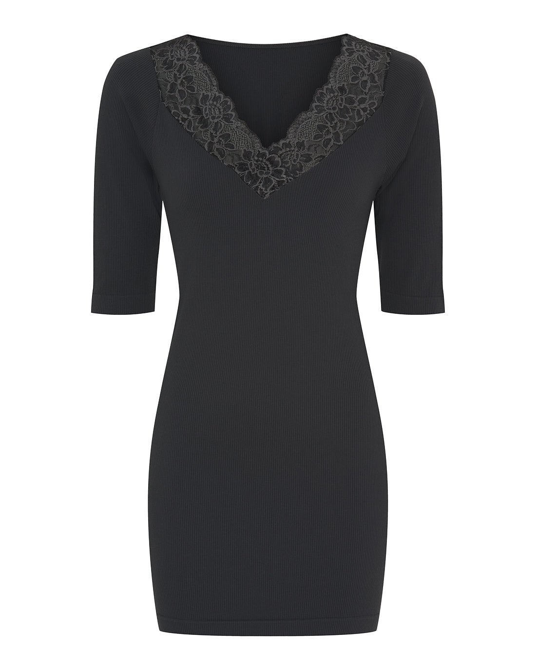 Tim og Simonsen Belen rib v-lace Top SS Plus