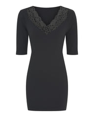 Tim og Simonsen Belen rib v-lace Top SS Plus