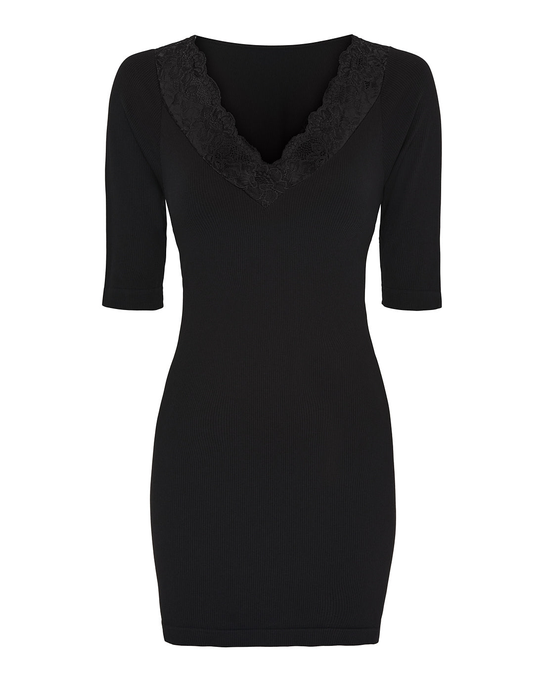 Tim og Simonsen Belen rib v-lace Top SS Plus