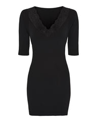 Tim og Simonsen Belen rib v-lace Top SS Plus