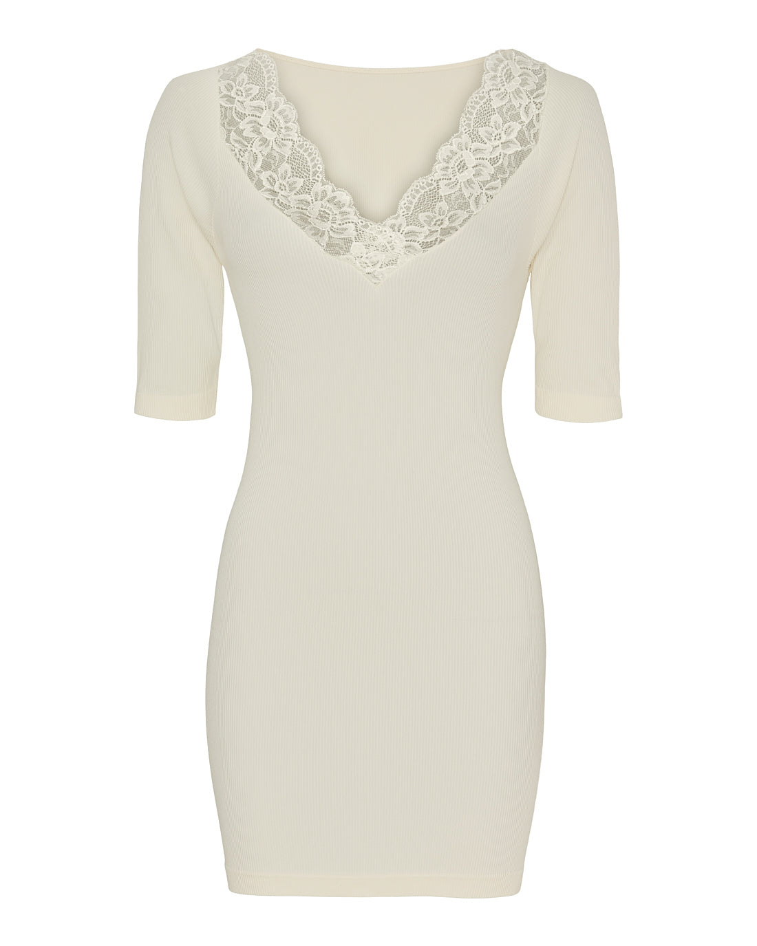 Tim og Simonsen Belen rib v-lace Top SS Plus