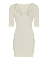 Tim og Simonsen Belen rib v-lace Top SS Plus