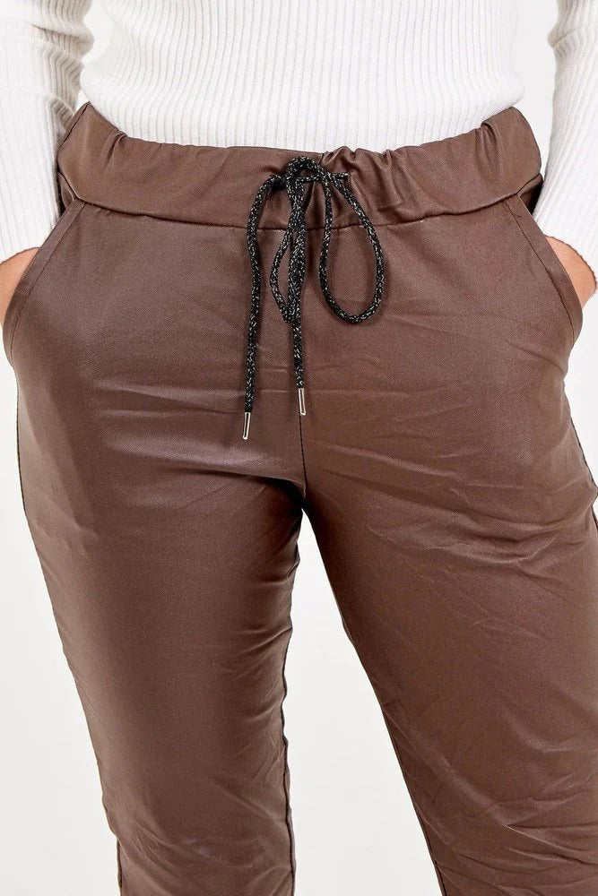 Coated læderlook mirakelbukser
