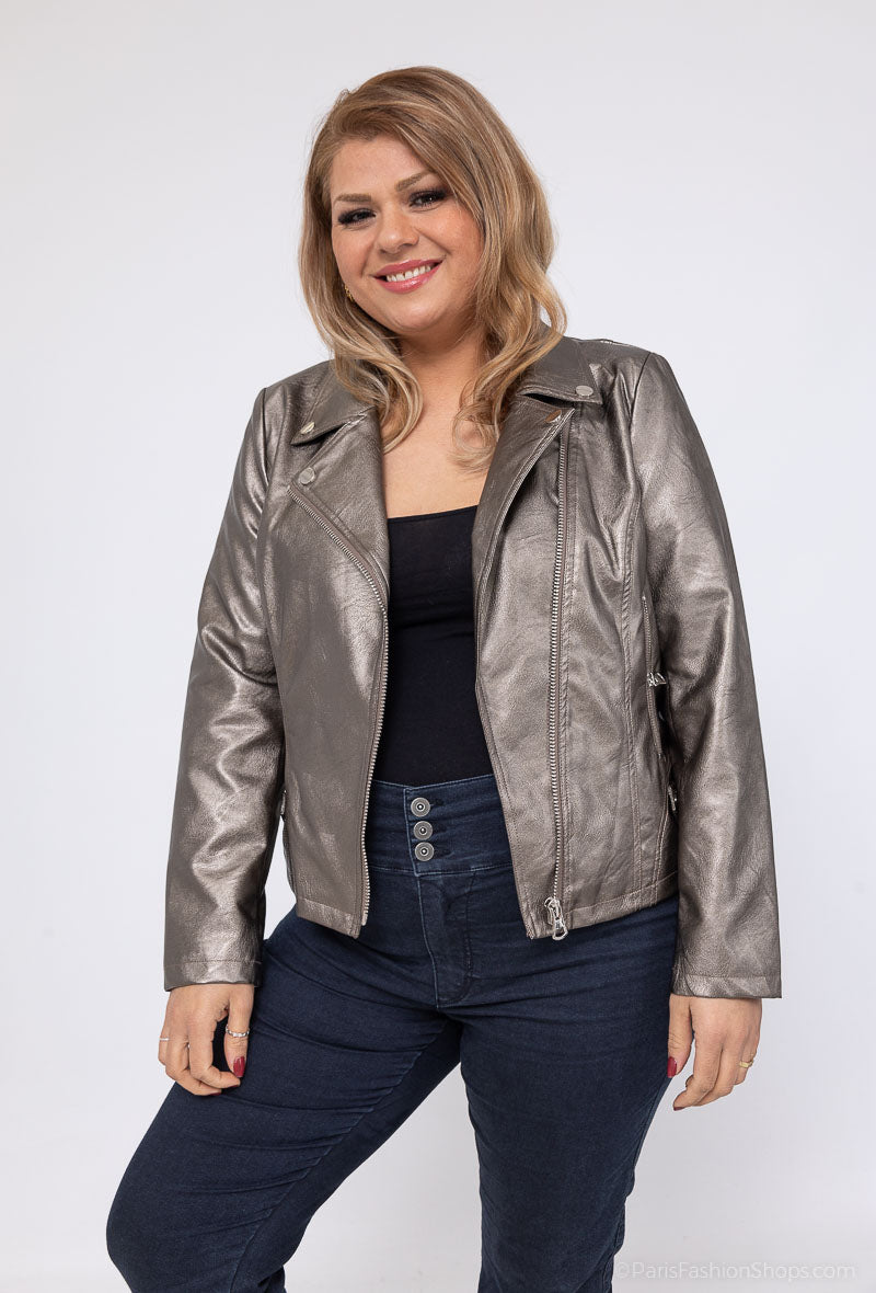 Faux Læder Jakke Metallic
