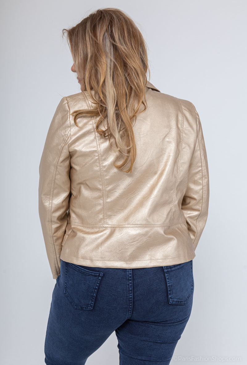 Faux Læder Jakke Metallic