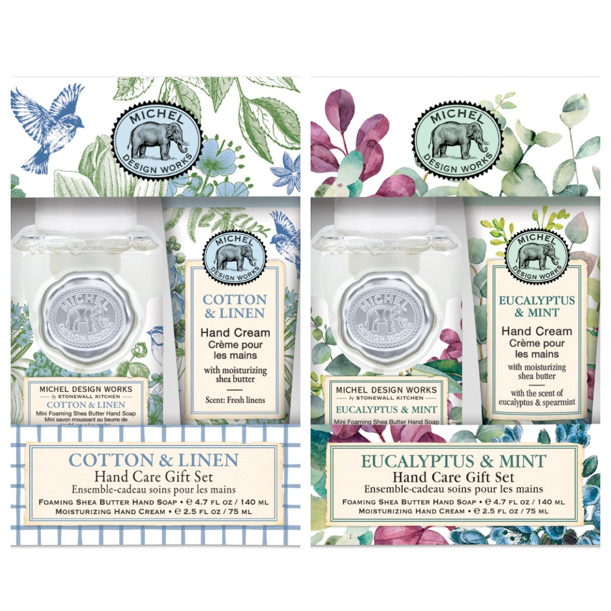 Gavesæt - MIX Cotton & Linen / Eucalyptus & Mint, skumsæbe og
håndcreme