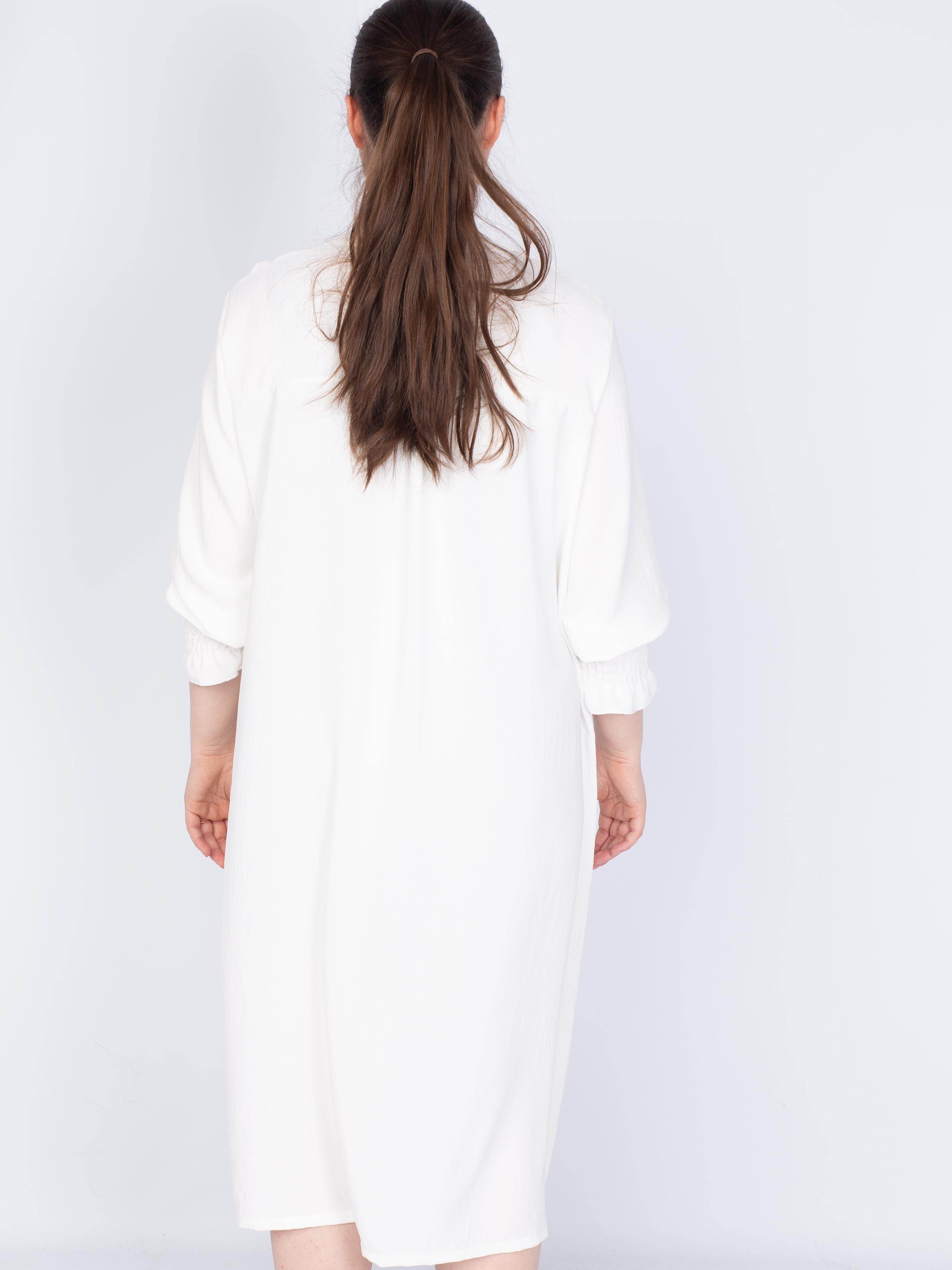 Skjortekjole med smock skuldre - Brystmål 130cm