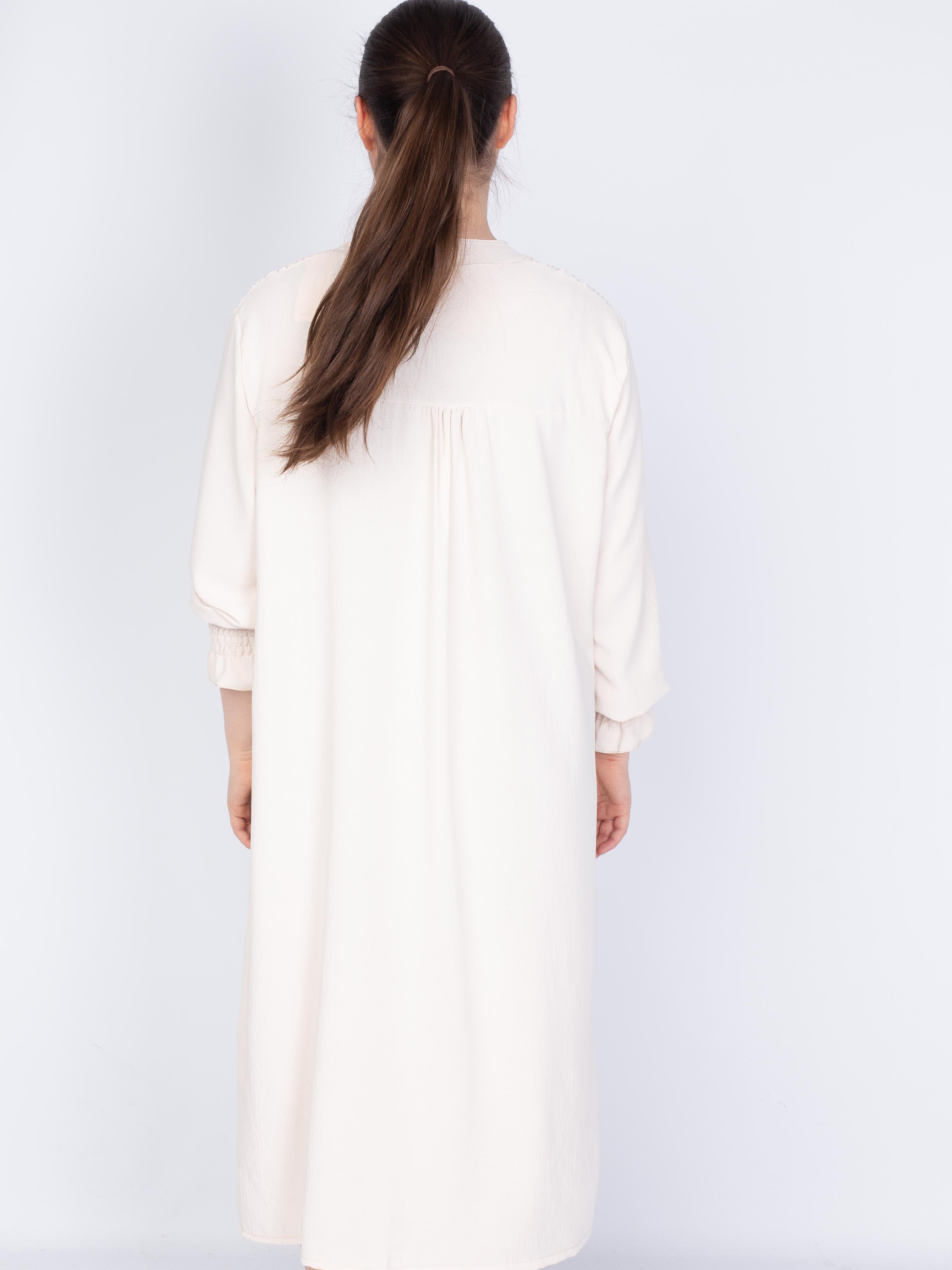 Skjortekjole med smock skuldre - Brystmål 130cm