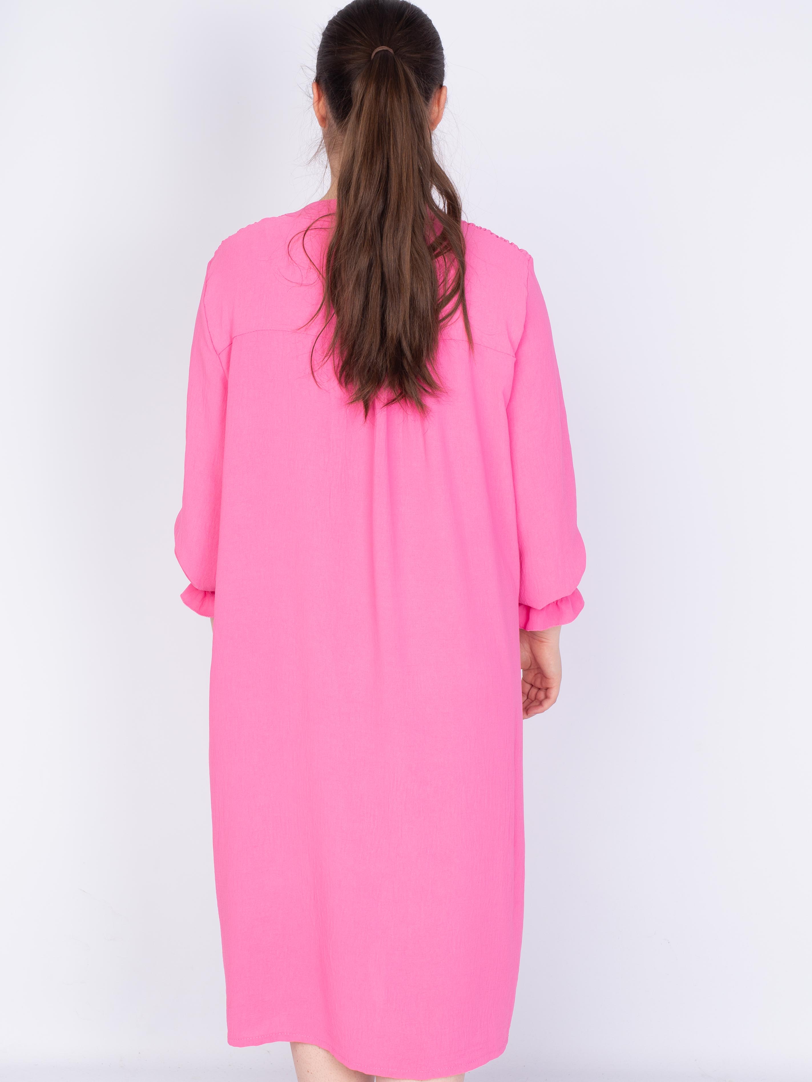 Skjortekjole med smock skuldre - Brystmål 130cm