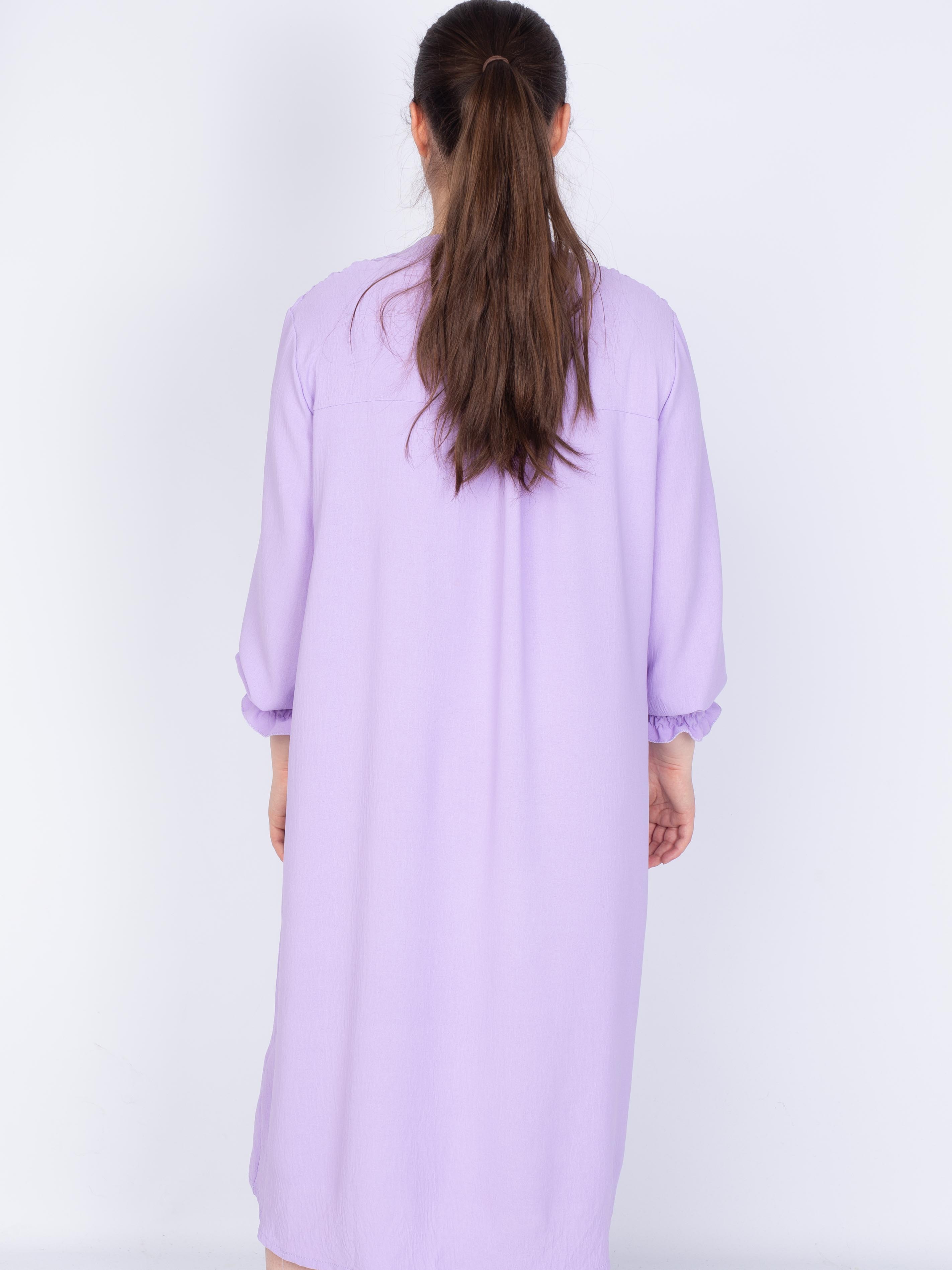 Skjortekjole med smock skuldre - Brystmål 130cm