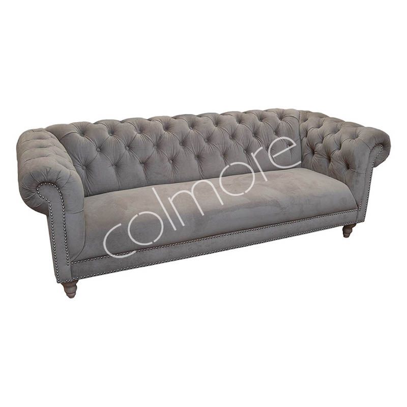 Sofa Silvia 3 seat natural velvet 216x85x77 - MÅ IKKE SÆTTES NED