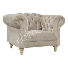 Armchair Silvia 1 seat natural velvet 108x85x77 - MÅ IKKE SÆTTES NED