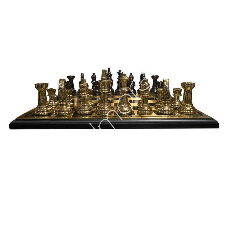 Chess board black/gold ss/ALU wood 40x40x5