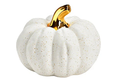 Large white pumpkin with gold 15cm