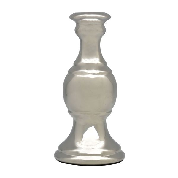 Keramik sølv lysestage 7,5x7,5x16 cm