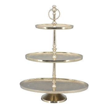 Rundt tre-etager opsats stor, 40x26x48 cm