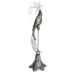 Polyresin fugle skulptur med fjer 12,1x10,5x38 cm