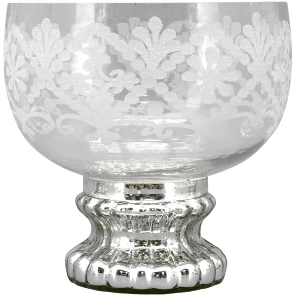 Windlight with decorative pattern silver 15x15x18 cm