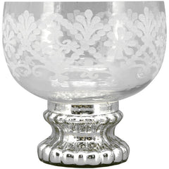Windlight with decorative pattern silver 15x15x18 cm