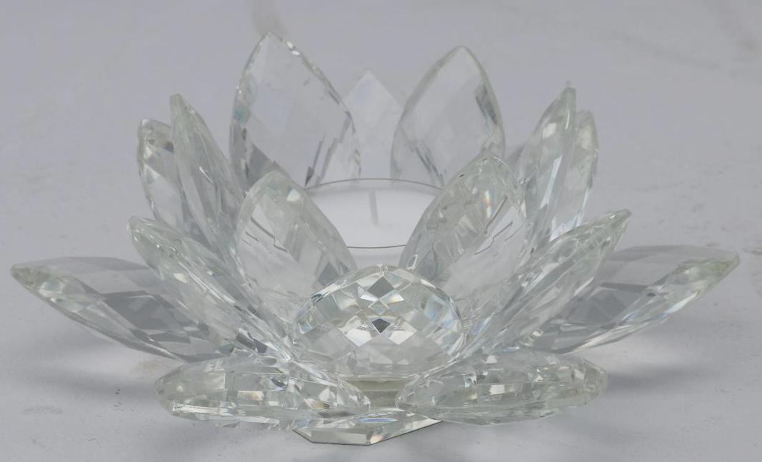 Cryst.-Flower-Tealight 25cm clear