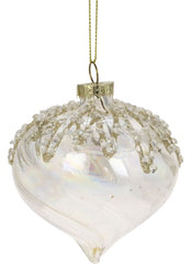 GLASS ONION 8CM CLEAR W/CLEAR PEARLS & GOLD