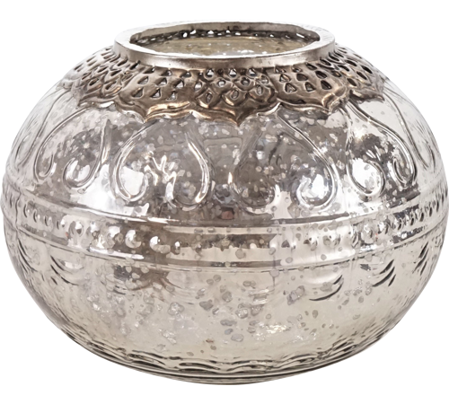 Vase med metaldetaljer 22x22x16cm