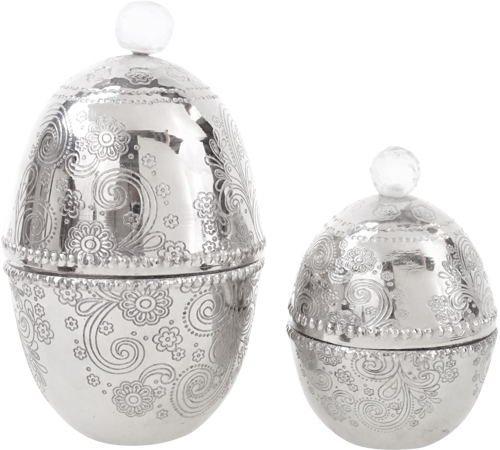 Æg bonbonniere 9x9x15,5 cm & 6,5x6,5x11 cm Elegant opbevaring i sølvlook by Hoff
