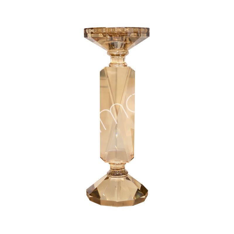Candle holder gold luster crystal glass 10x10x24