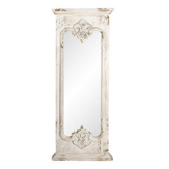 Hvidt vægspejl med udskæring i top og bund 55x5x149 cm