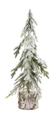 30CM XMAS TREE GREEN SNOW FINISH, WOOD BASE PE