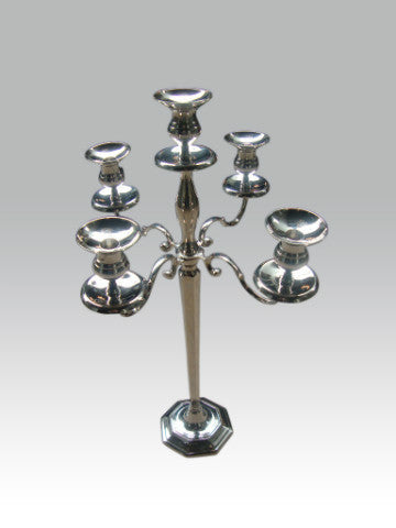 Silver colored table candelabra