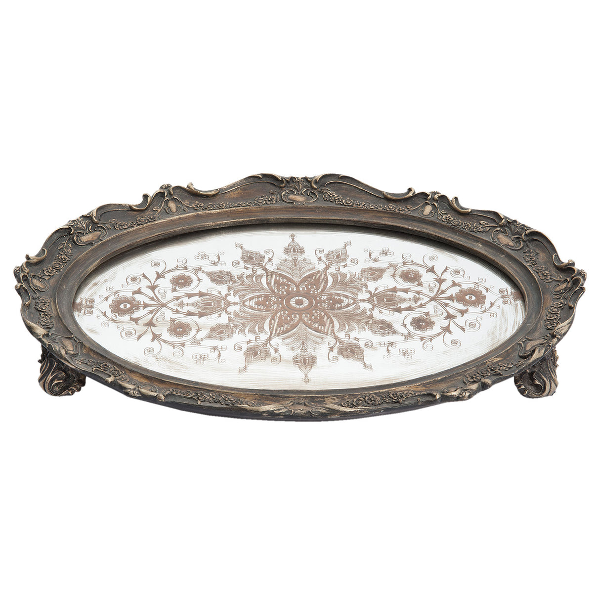 Oval mirror tray in old style