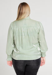 No. 1 By Ox Shirt w flair neckline and cuffs Dark Mint Green