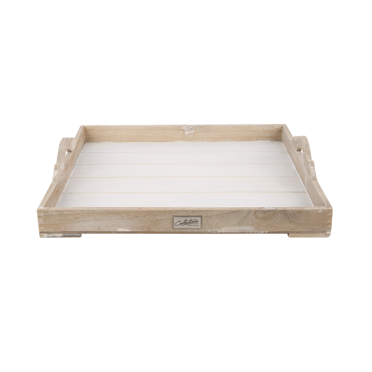 Square tray XL white + natural