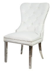 Krone 1 - Spisebordsstole med løvehoved hvid med metal ben