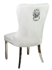 Krone 1 - Dining table chairs with lion's head white with metal legs