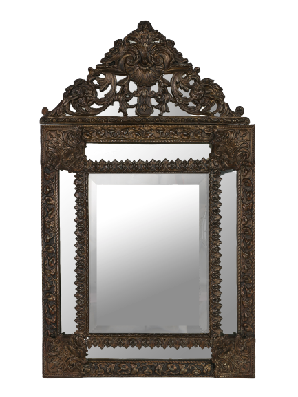 Brunt spejl detaljer lavet af metal 80x48cm