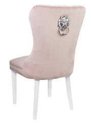 Krone 1 - Dining table chairs with lion's head pink white legs