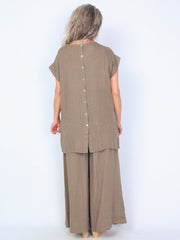 Krone 1 linen blouse with folds at the sleeve