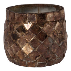 Fyrfadsstage, Mosaik, Kobberoxideret, 7x7x7 cm