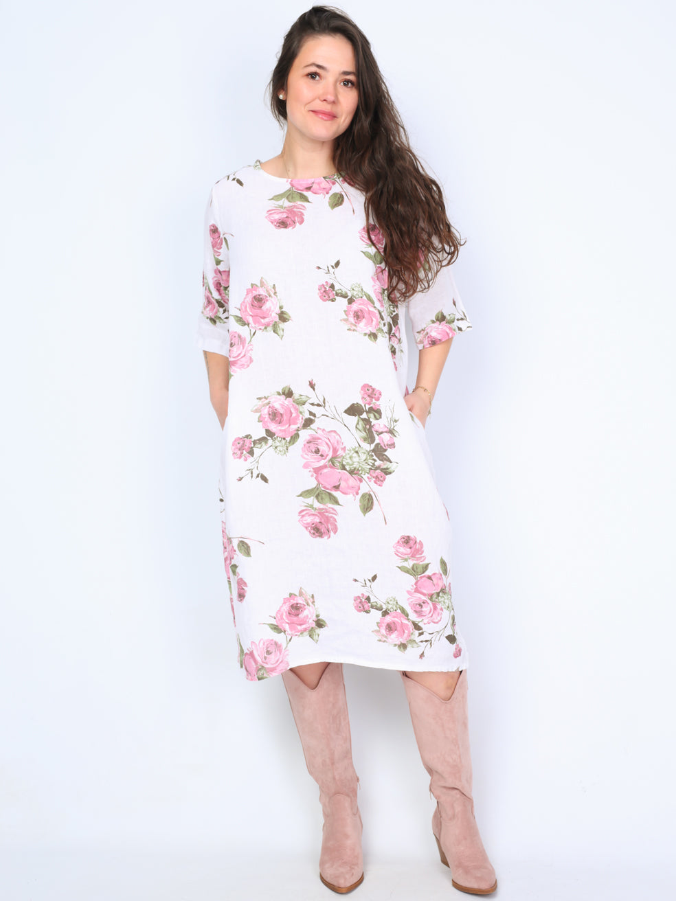 Krone 1 linen dress with flower print