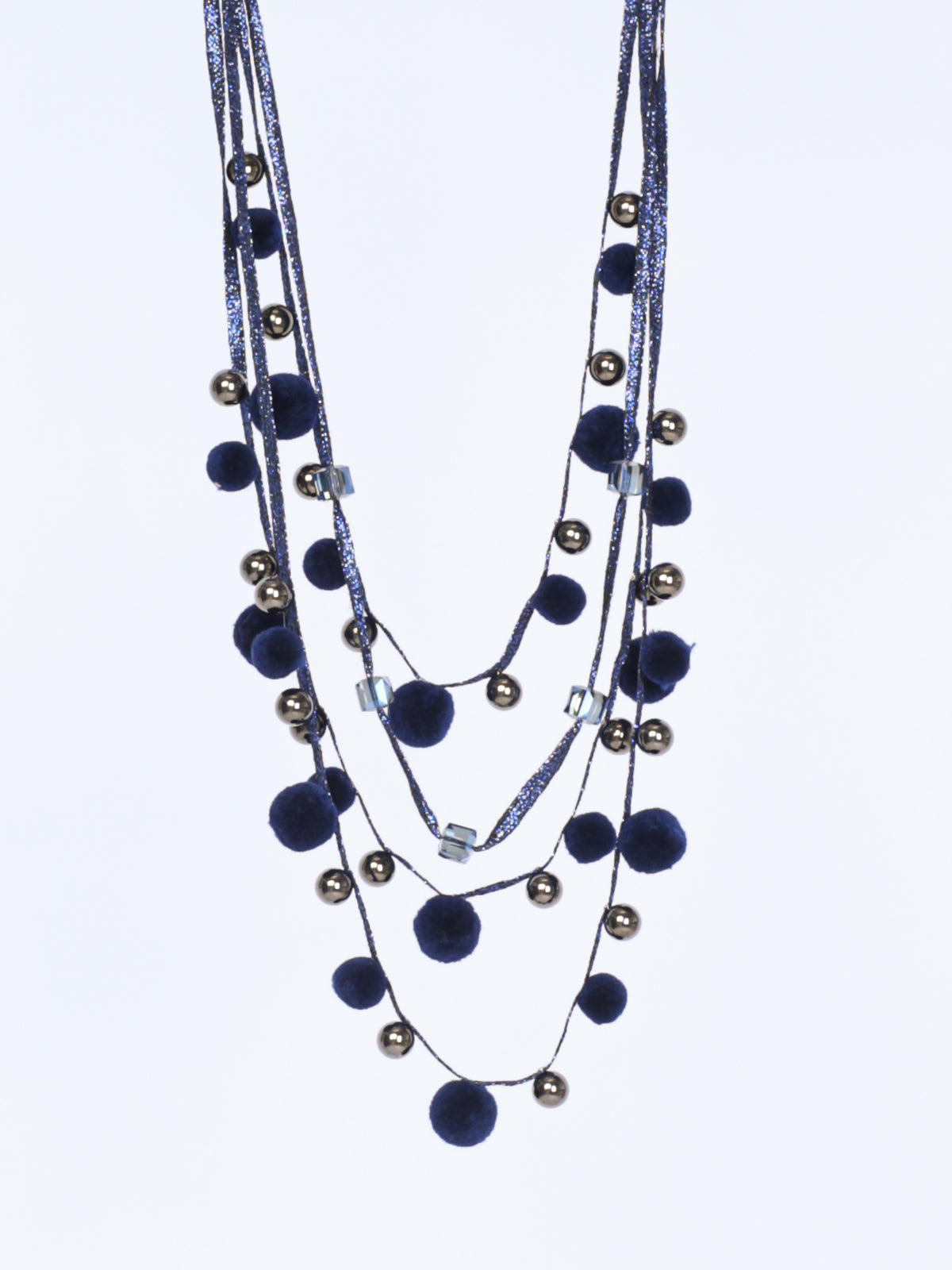 Necklace with pom blue
