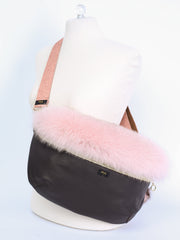 Sprinkle belt bag in leather and with fox fur