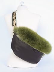 Sprinkle belt bag in leather and with fox fur