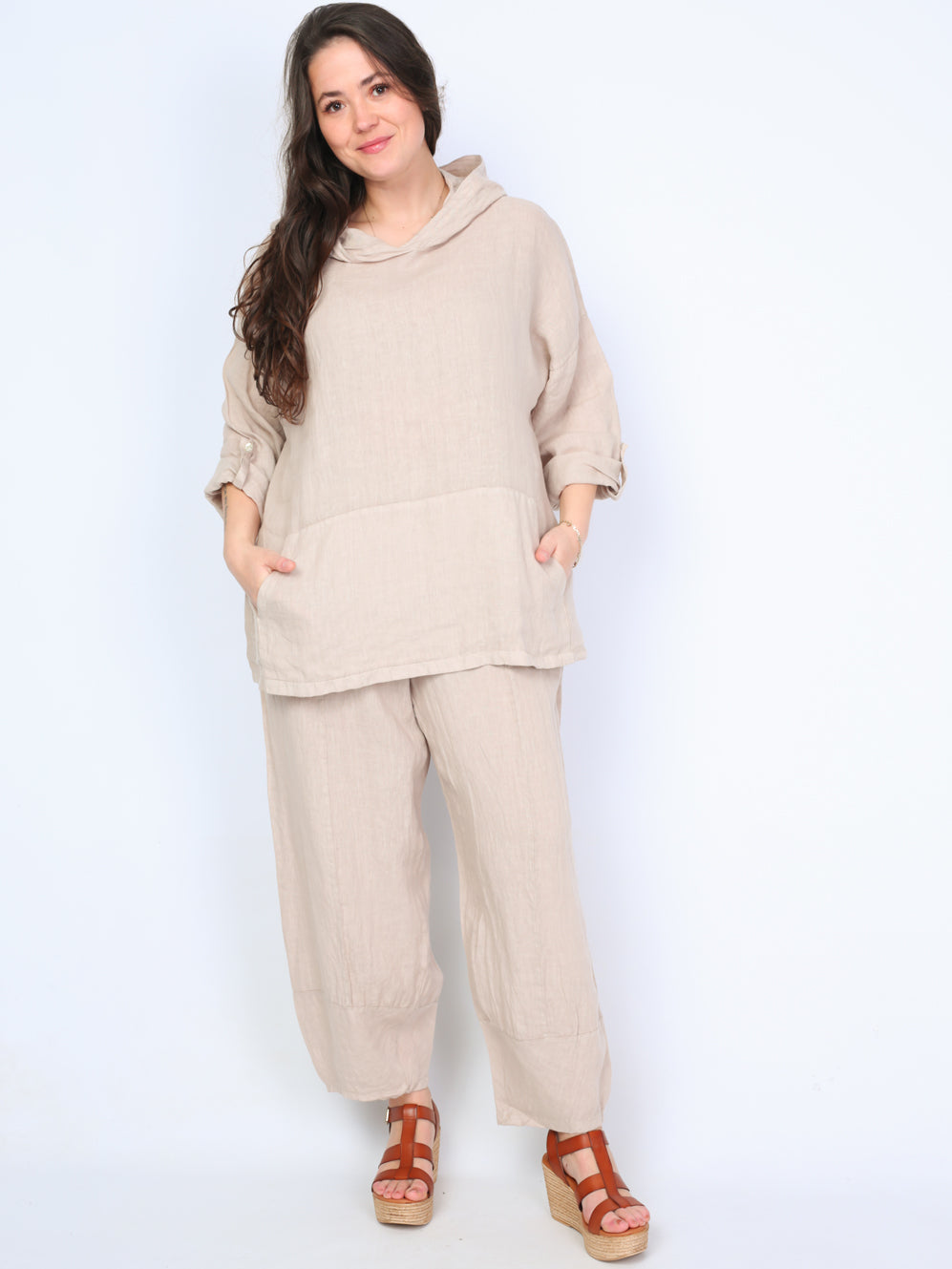 Krone 1 linen blouse with hood