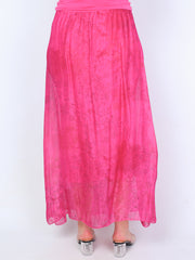 Silke nederdel m. mønster og bred elastik