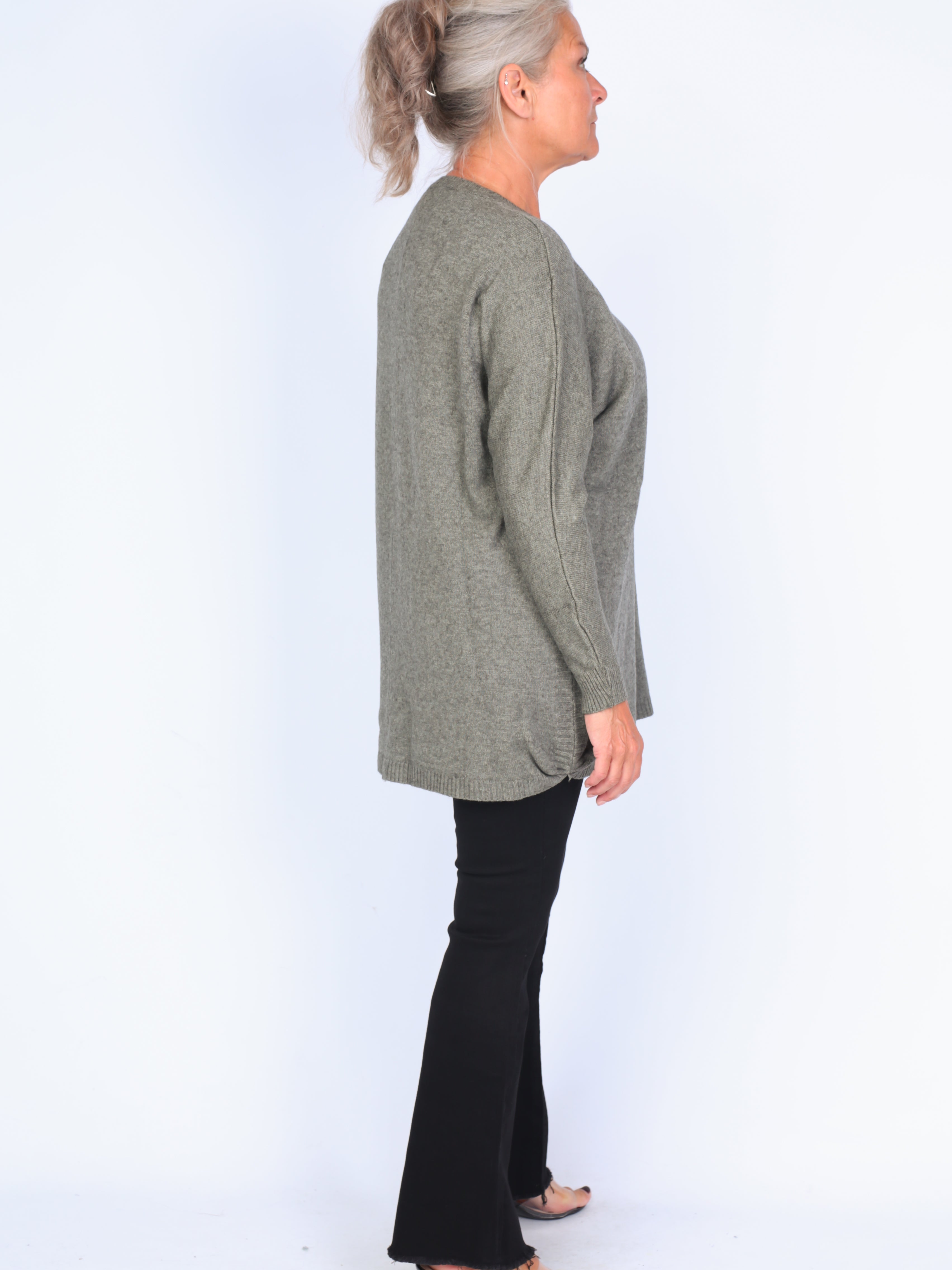 Strikket v-hals bluse Plus Size