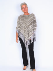 Krone 1 - Poncho med frynser grå