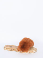 Pels slippers m. snoning