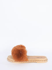 Pels slippers m. snoning
